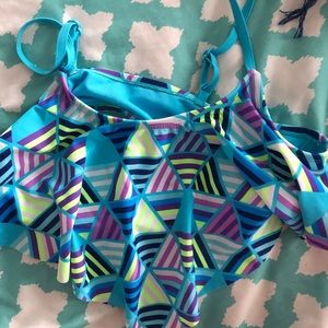 Geometric Flounce Bikini Top